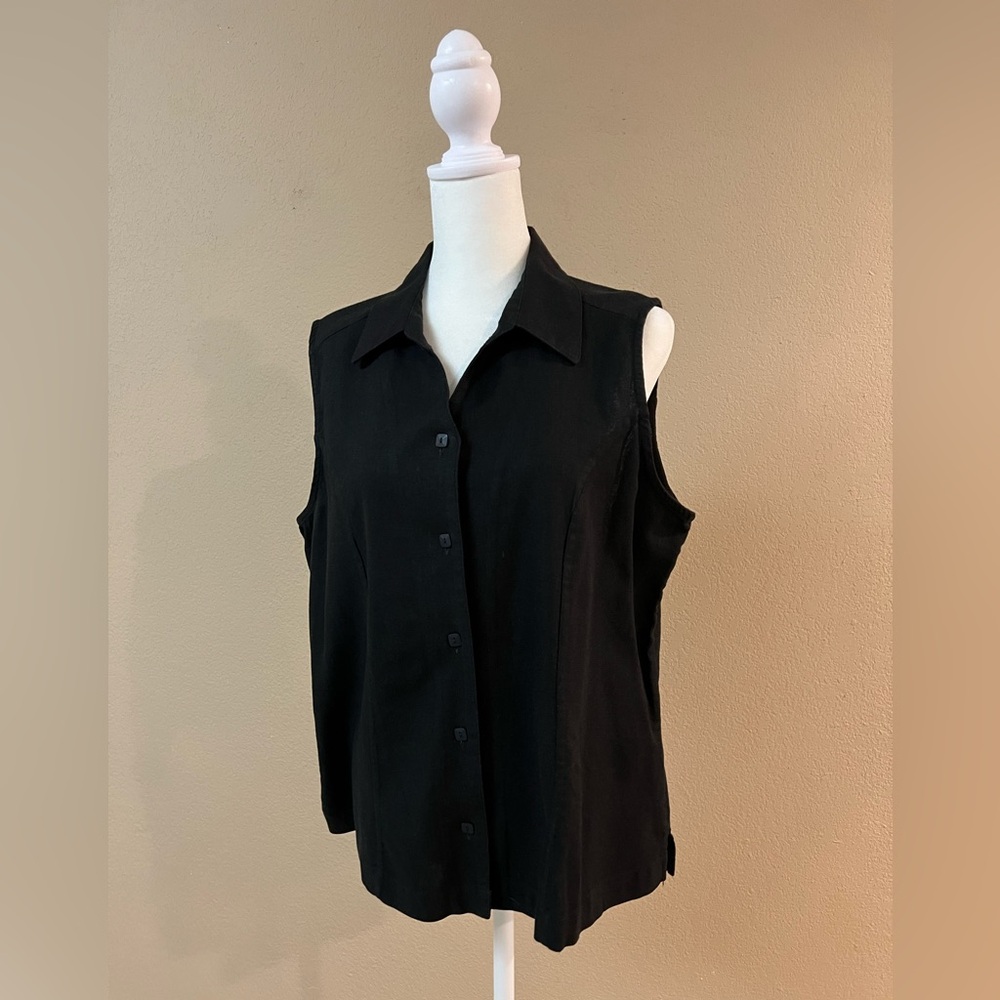 Women’s Size XL Black Sleeveless Linen Blouse